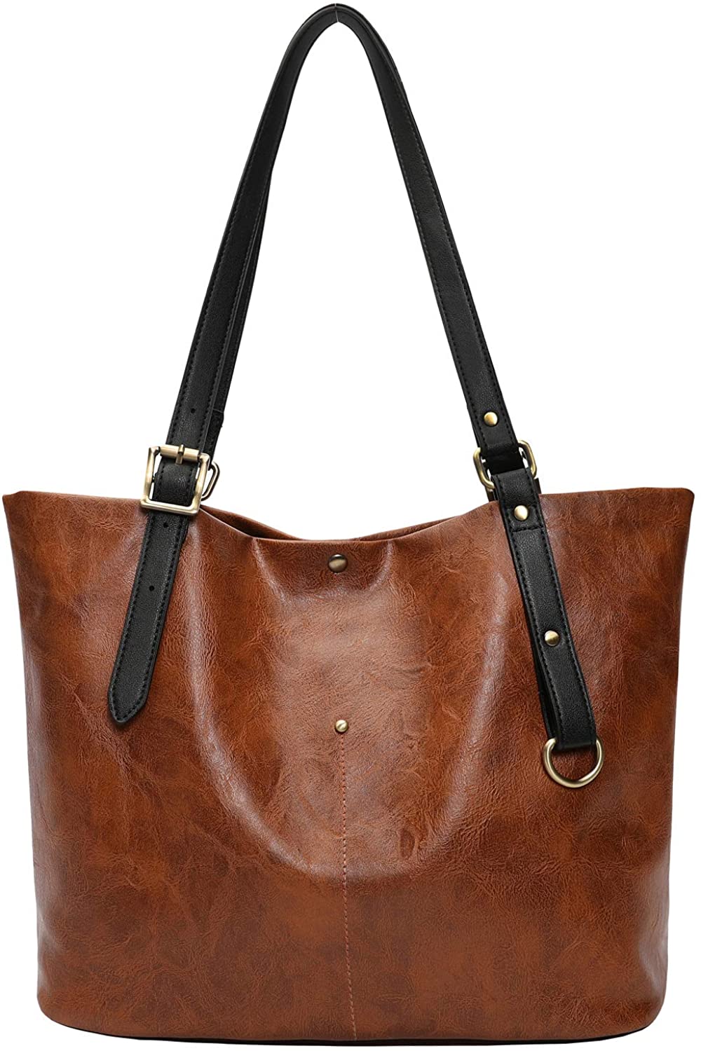 Price:$20.99    Women's Travel Tote Bag,Lightweight Waterproof PU Leather Large Capacity Retro Business Casual Shoulder Bag (brown)  Clothing