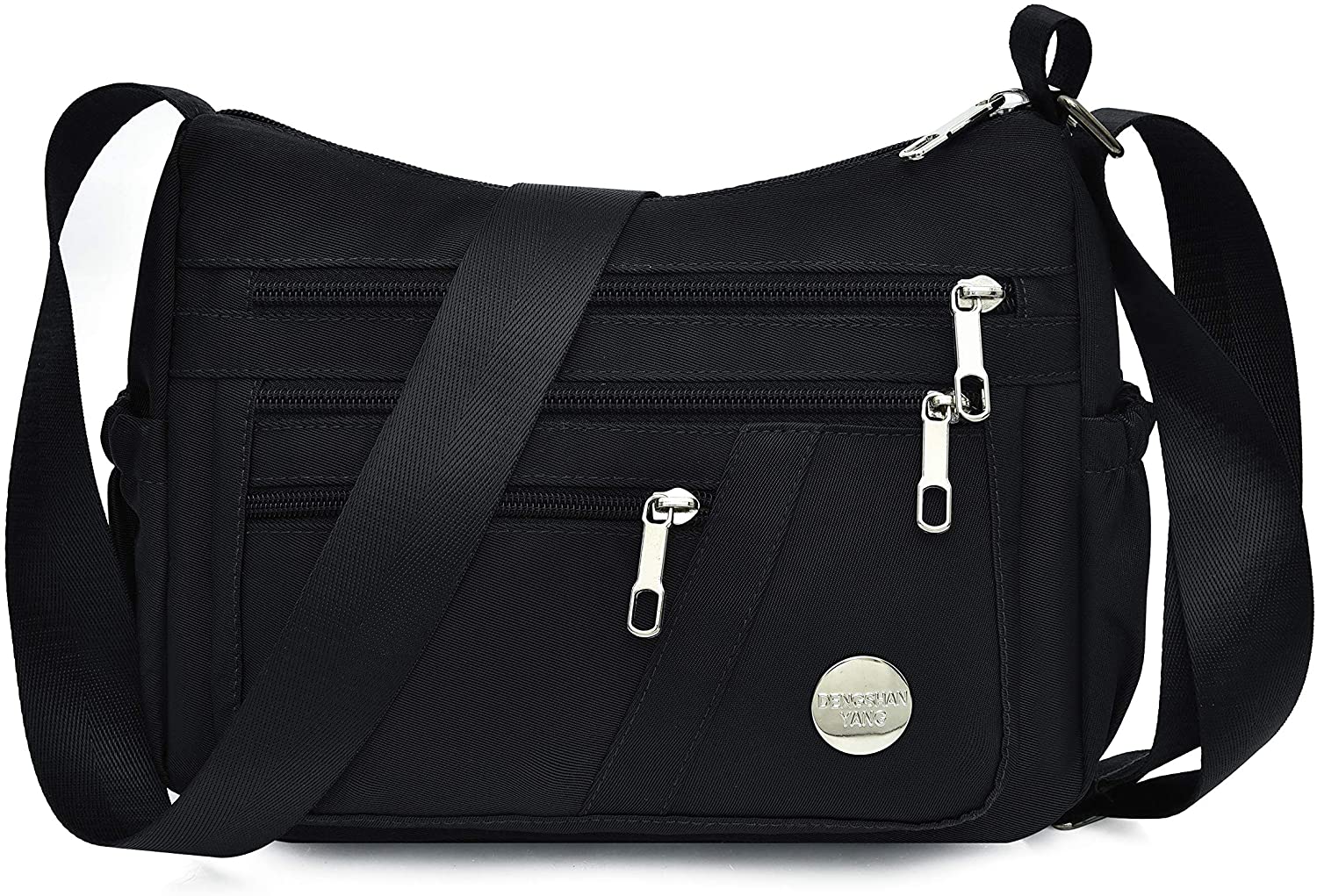Price:$15.99 Anti Thief Crossbody Bag for Women Waterproof Shoulder Bag Messenger Bag Casual Nylon Purse Handbag (black)  Handbags   