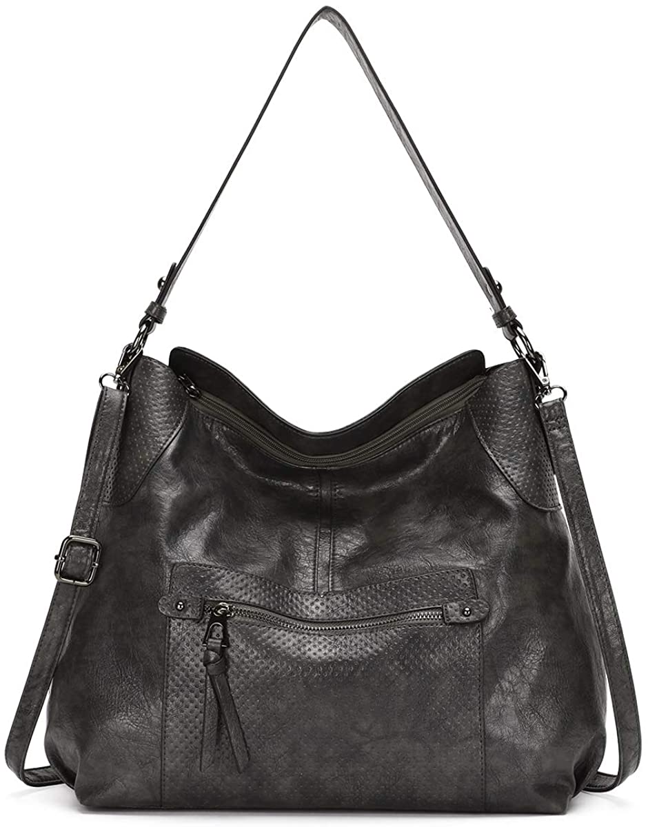 Price:$37.98 KL928 Womens Purses and Handbags PU Leather Shoulder Bag Waterproof Hobo Bags for Women Large, dark gray-91  Handbags   