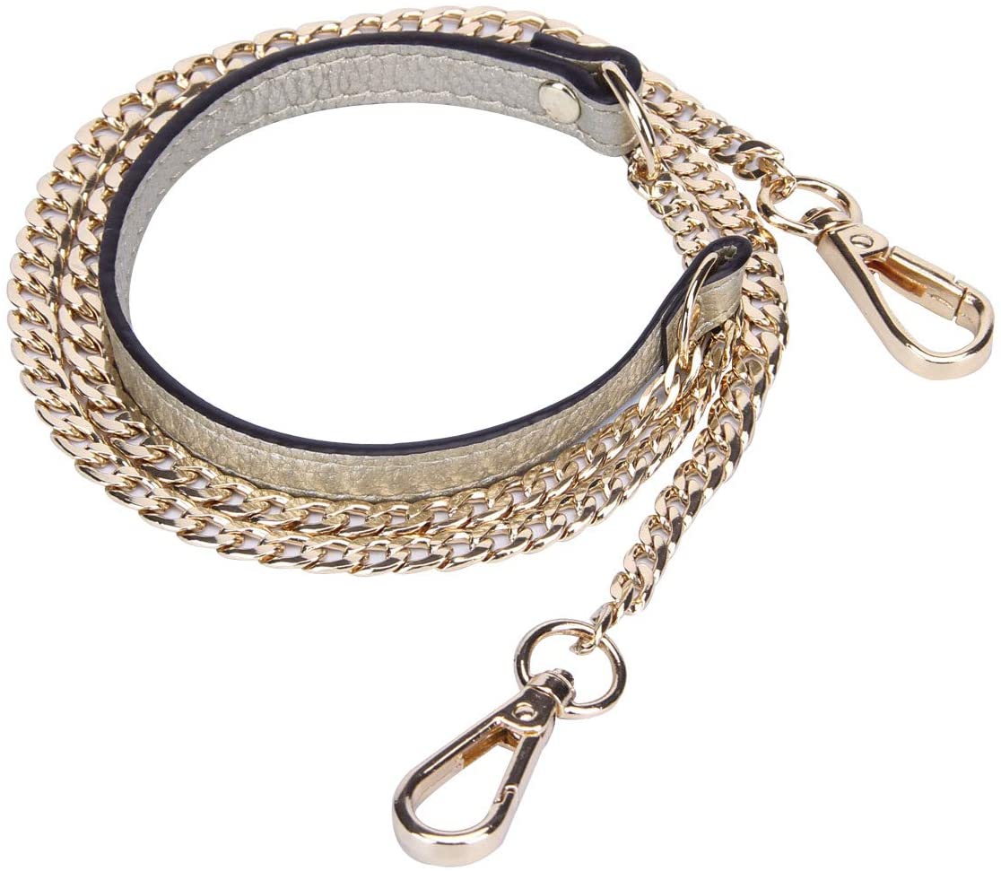 Price:$11.99    VanEnjoy 12MM Replacement Chain & Genuine Leather Shoulder Crossbody Straps for Handbags Purse Bags(Gold)  Clothing