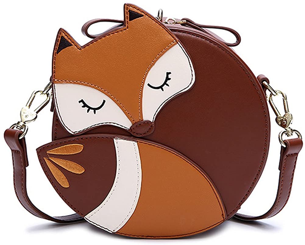 Price:$19.00    ZENTEII Women Faux Synthetic Leather Circular Fox Shoulder Bag  Clothing