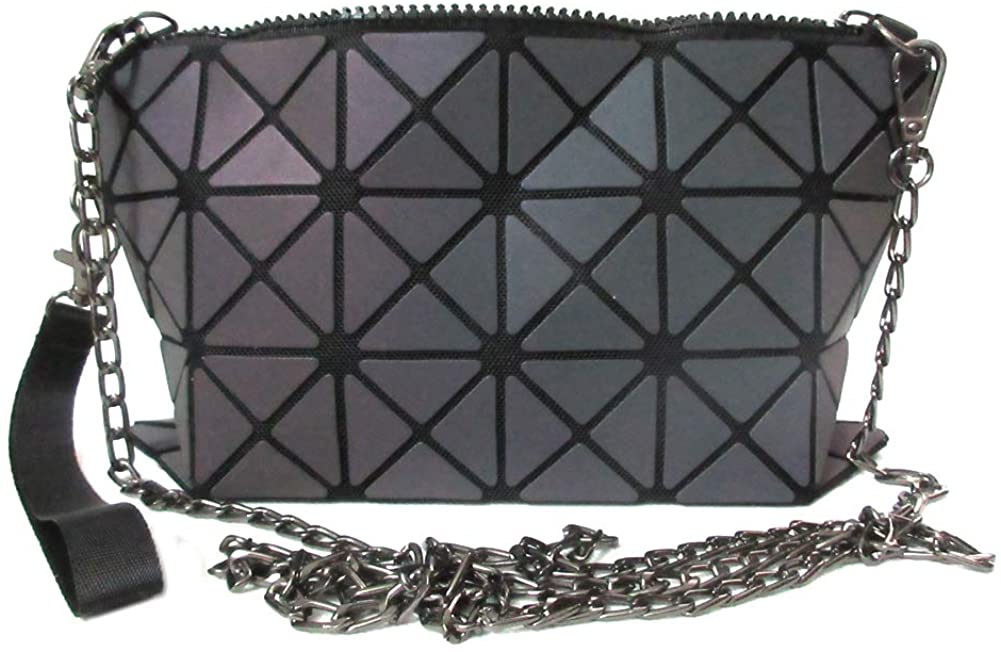 Price:$14.99 Luminous Geometric Diamond Shoulder Bag with Metal Chain Shoulder Strap  Handbags   