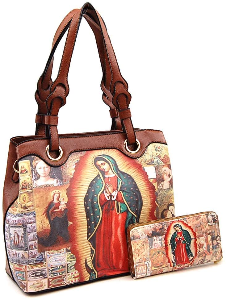 Price:$39.90 Maria Collection Faux Leather Handbag and Wallet Set (Tan)  Handbags   