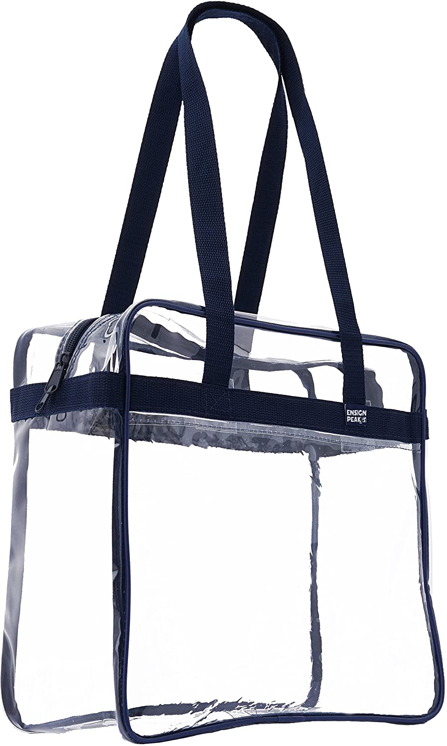 Price:$8.97    Ensign Peak Clear Tote Bag NCAA, NBA & NFL Stadium Approved - 12" X 12" X 6" - Shoulder straps and zippered top, Navy  Clothing