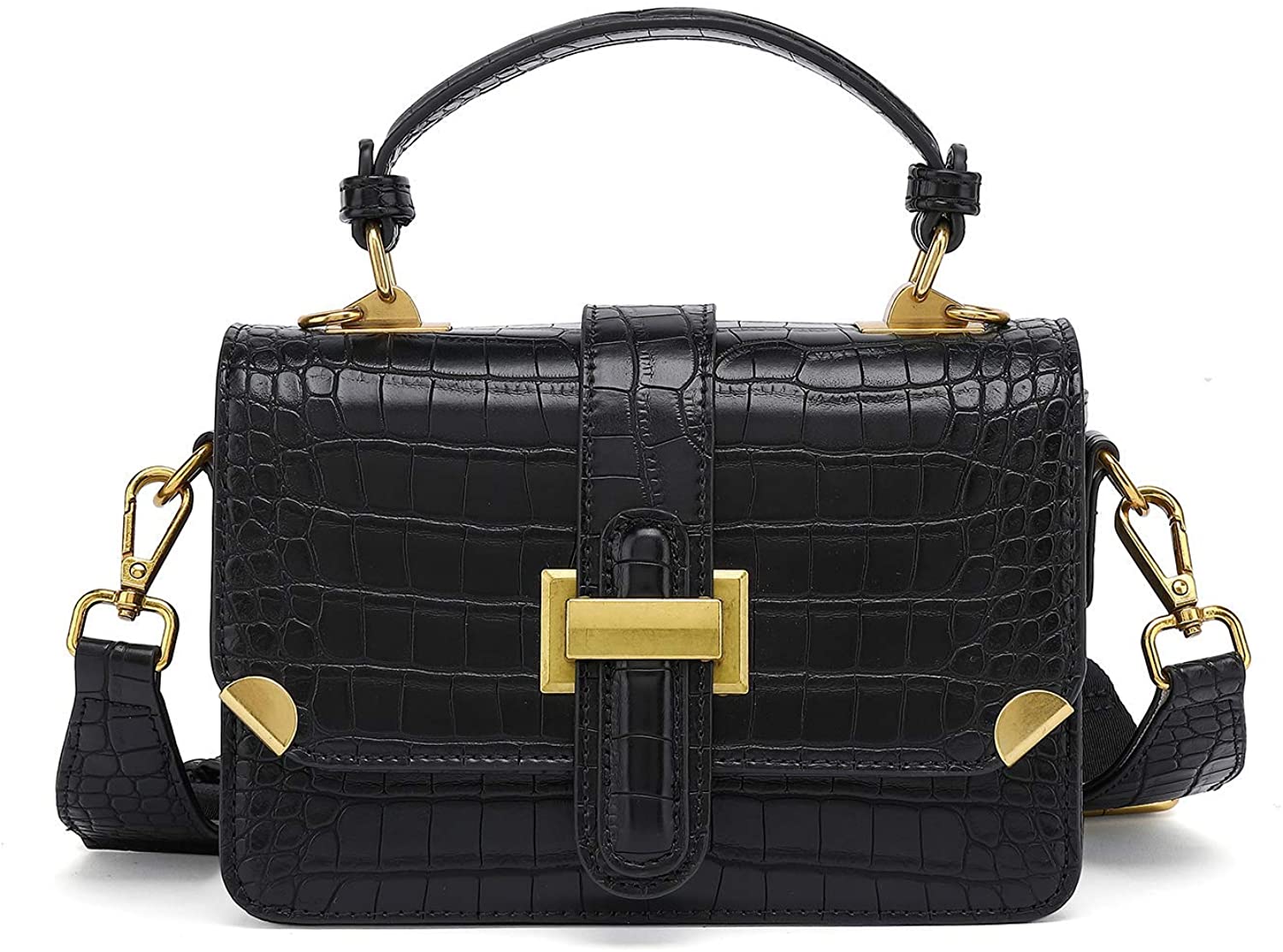 Price:$36.99    LL LOPPOP Small Top Handle Satchel Handbag for Women, 3 Compartment Crossbody Bag, Vegan Leather Shoulder Purse, 203501 BLACK  Clothing