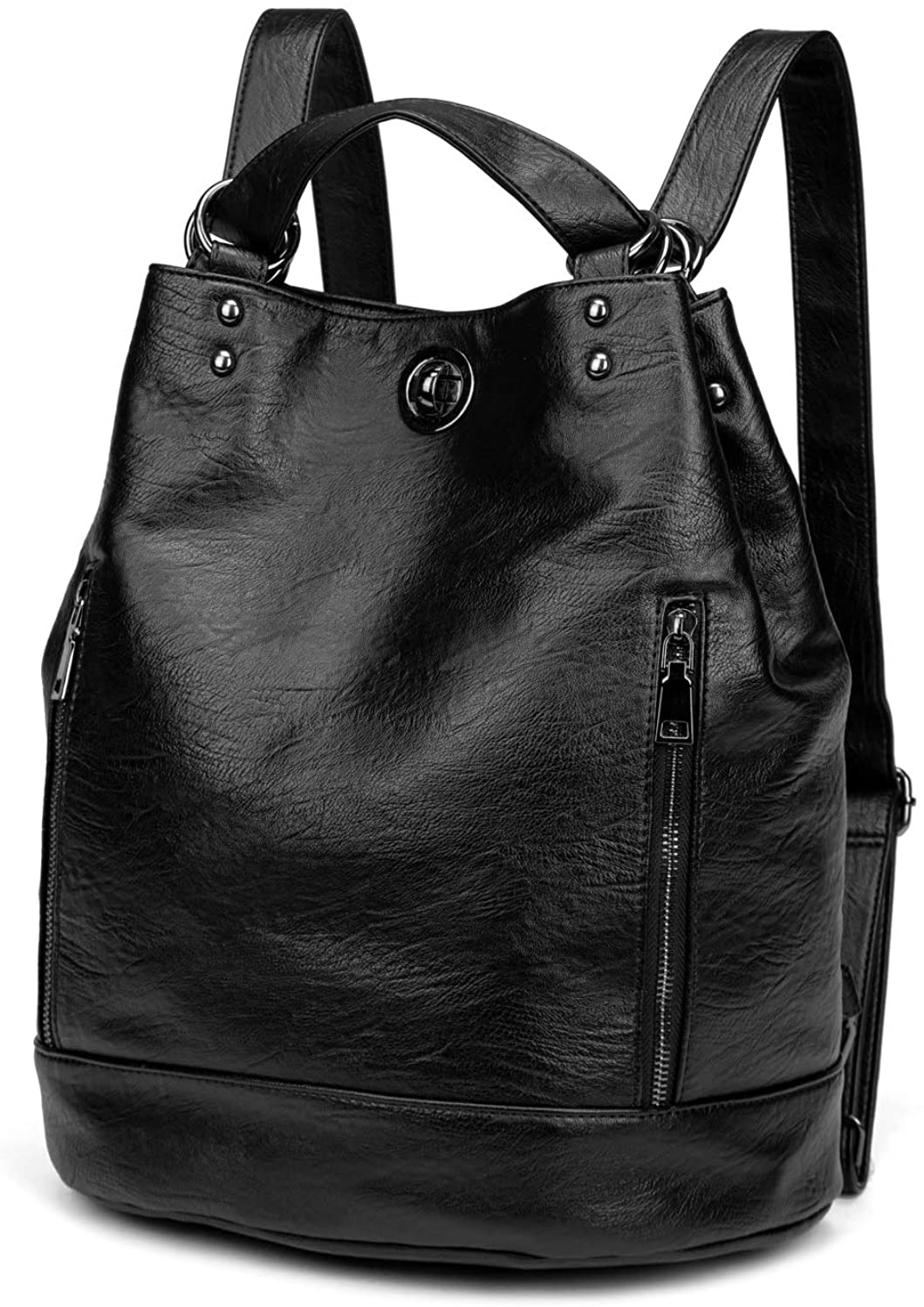 Price:$29.99    Women Backpack Purse PU Soft Leather Ladies Rucksack Casual Shoulder Bag Travel for Girls Black UBG64  Clothing
