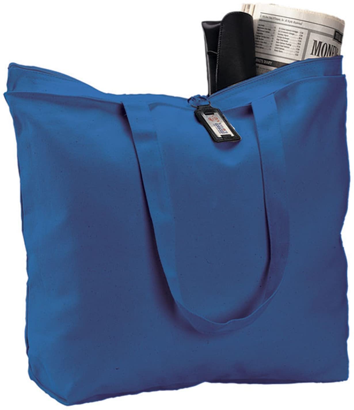 Price:$37.95    (6 Pack) Set of 6 Heavy Canvas Large Tote Bag with Zippered Closure (Royal)  Clothing