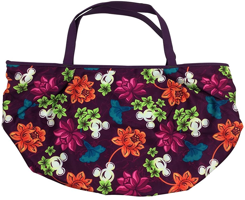 Price:$49.95    Disney Parks Purple Hawaiian Floral Mickey Icon Tote  Clothing