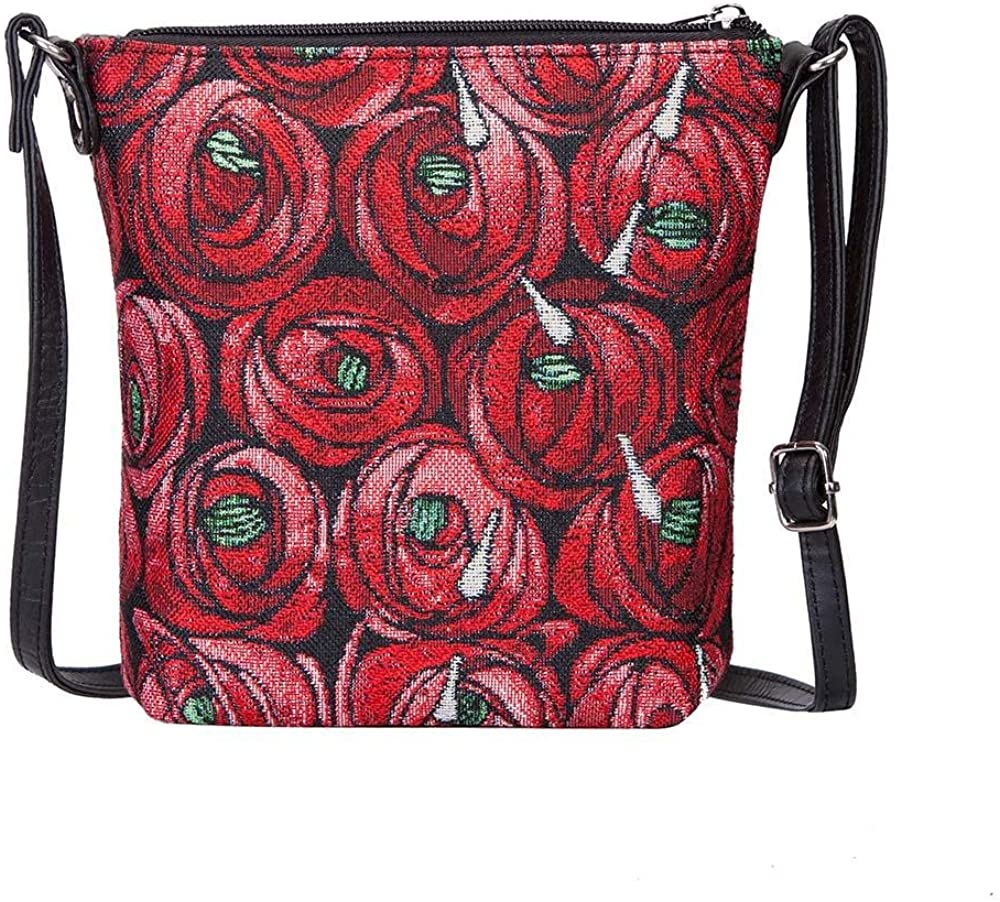 Price:$18.99 Signare Tapestry Small Crossbody Bag Sling Bag for Women with Charles Rennie Mackintosh Rose and Teardrop Art Nouveau Design (SLING-RMTD)  Handbags   