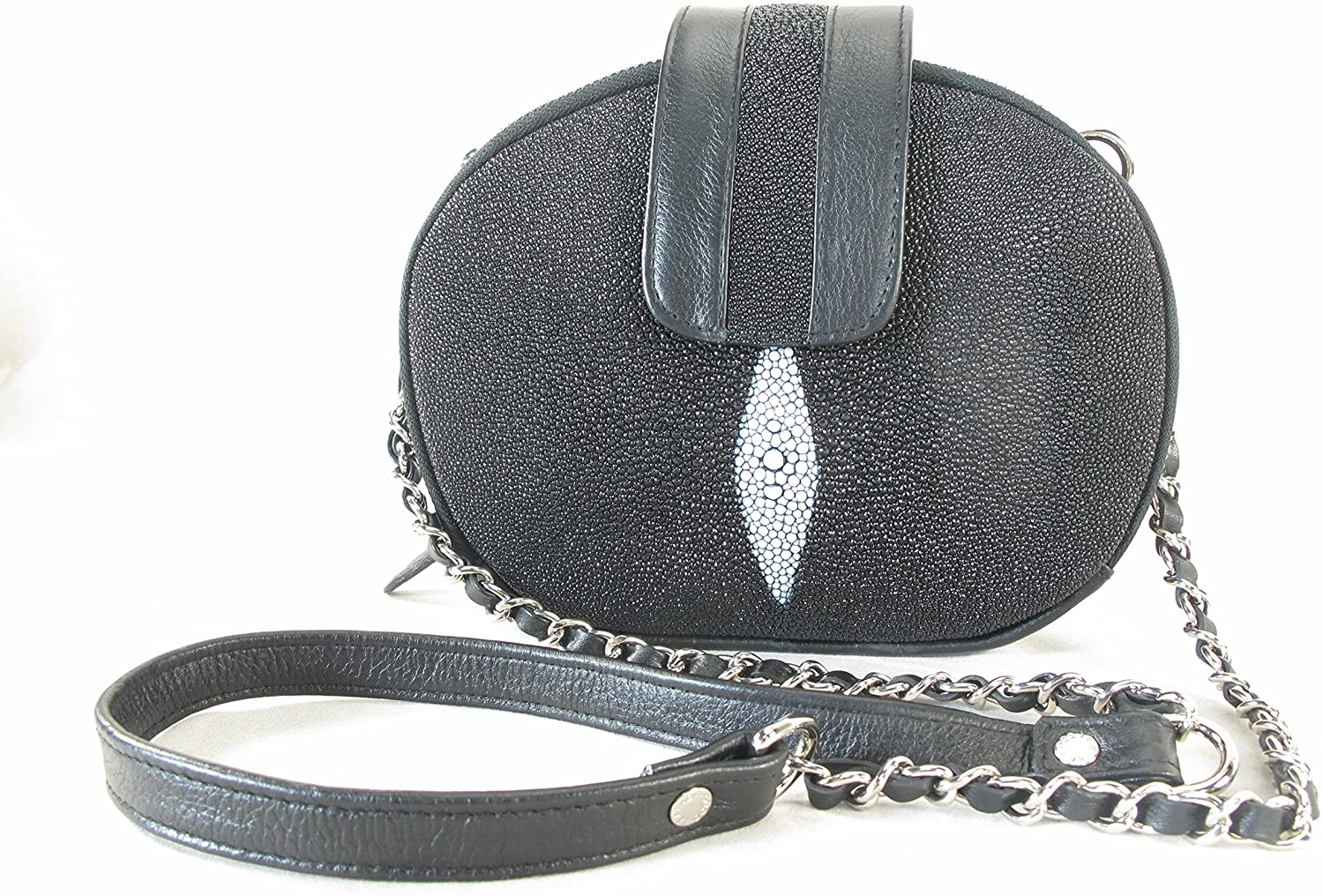Price:$149.67    PELGIO Genuine Stingray Skin Leather Zip Around Shoulder Bag Purse  Clothing