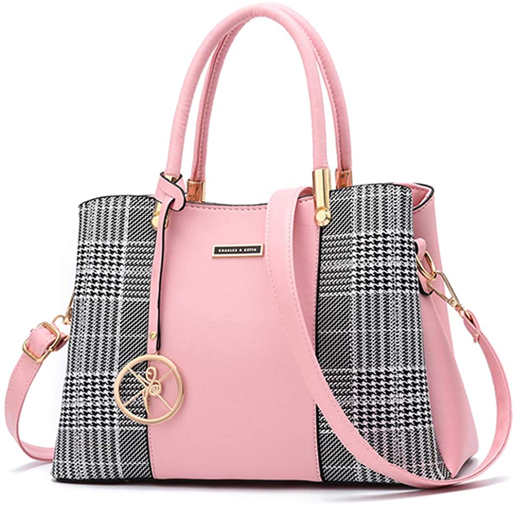 Price:$27.98    Women Purses and Handbags Top Handle Satchel Shoulder Bags Messenger Tote Bag For Ladies (p-Pink)  Clothing