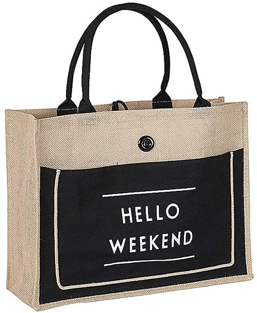 Price:$19.99    QTMY Women Linen Luxury Tote Large Capacity Female Casual Shoulder Bag Lady Daily Handbag Fresh Beach Shopping Bag (Black)  Clothing