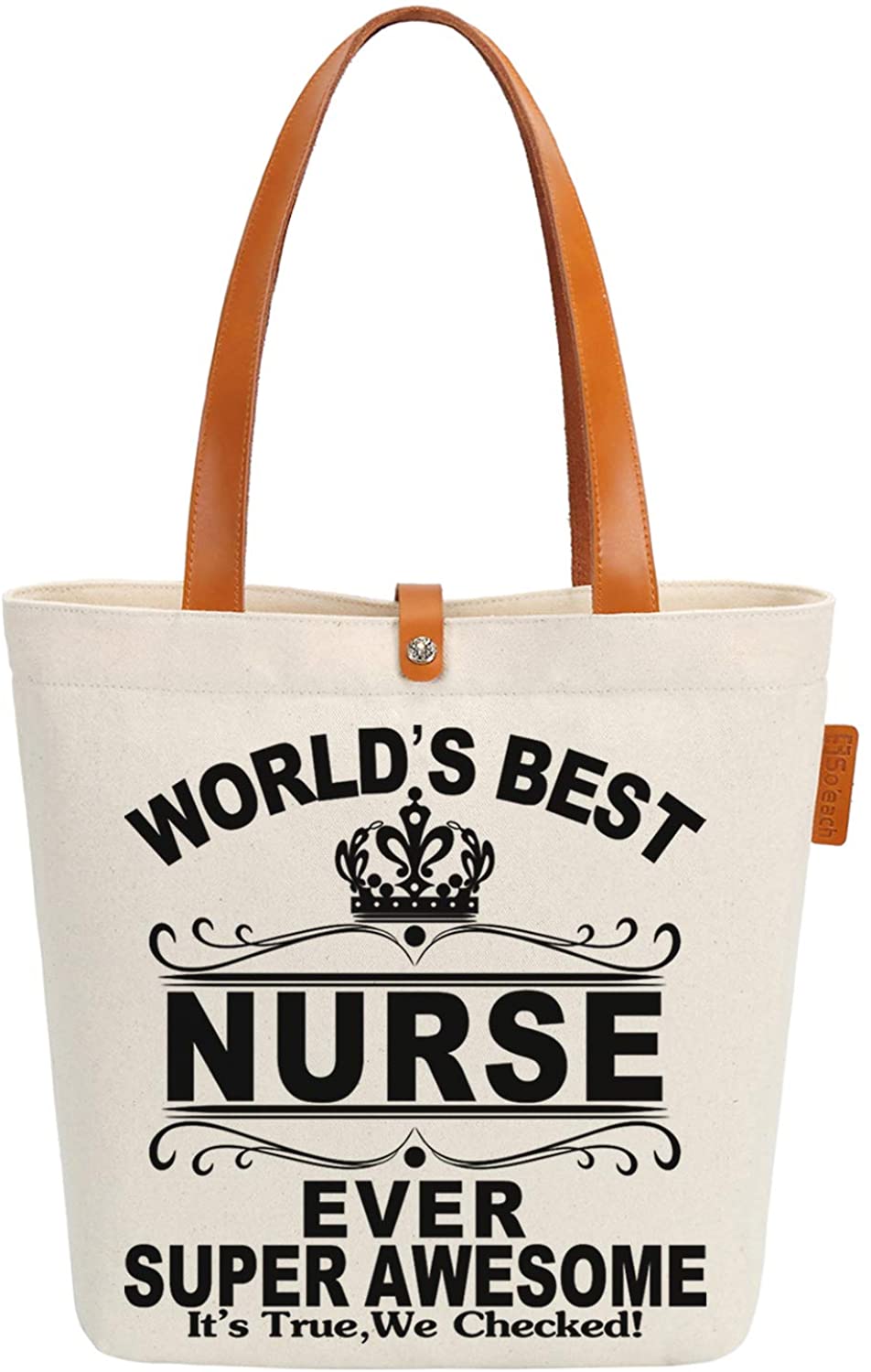 Price:$18.66    So'each Canvas & Beach Tote Bag World's Best Nurse Ever Graphic Handbag Shoulder Bag  Clothing