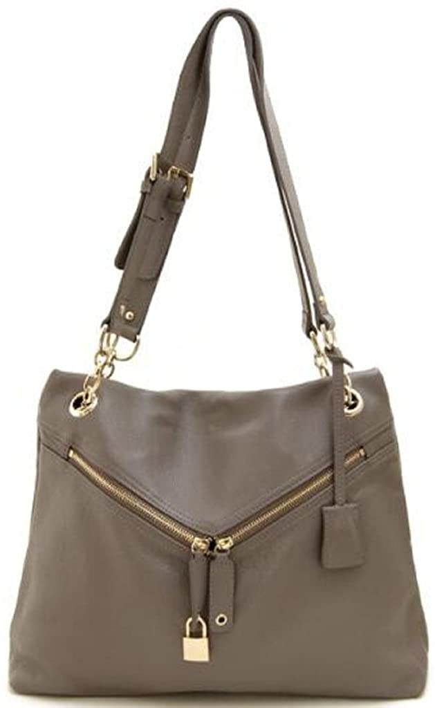 Price:$24.99 Lush Leather Zip it and Lock it Shoulder Grey Bag  Handbags   