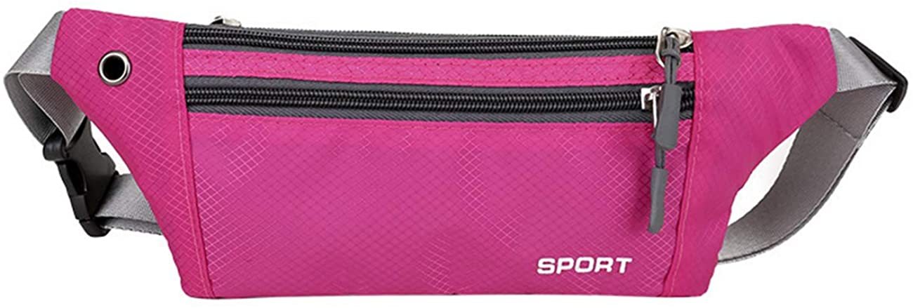 Price:$4.90    Multi-functional running bag men and women's sports bag security bag mobile phone bag rose red (Oxford cloth)  Clothing