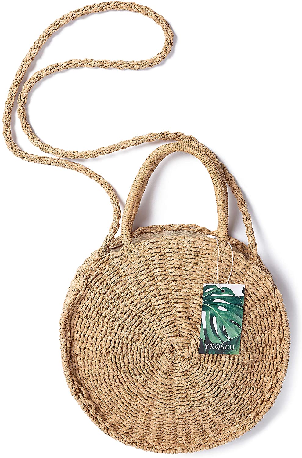 Price:$28.99    YXQSED Straw Woven Bags-Women Beach Bags Handwoven Straw Rattan Totes Shoulder Leather Summer Handbags Cross-Body Bags,Khaki  Clothing