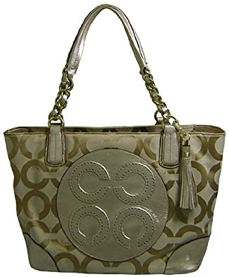 Price:$184.00    Coach Colette Signature C Op Art Sateen Tote Style Handbag Ivory Lt Khaki/Gold  Clothing