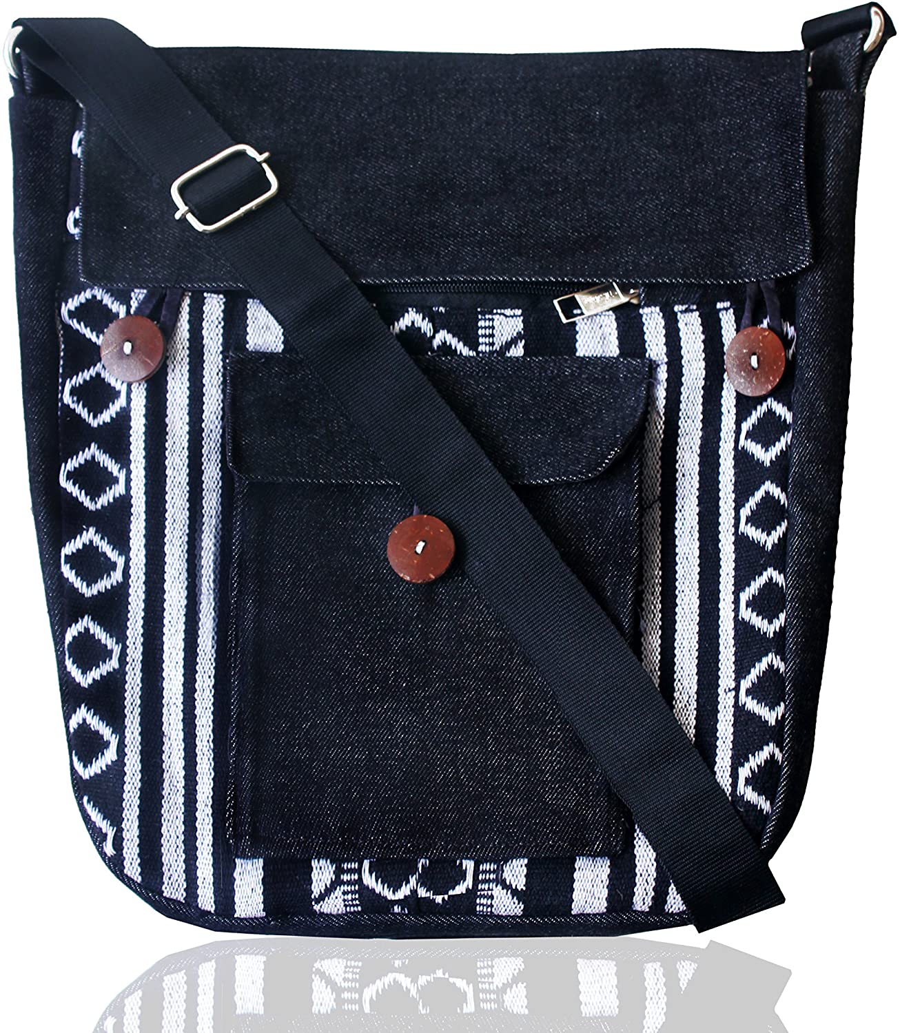Price:$35.00 Handmade crossbody shoulder bags messenger vintage satchel travel tote organizer zipper pocket small purse for women girl men (global black)  Handbags   