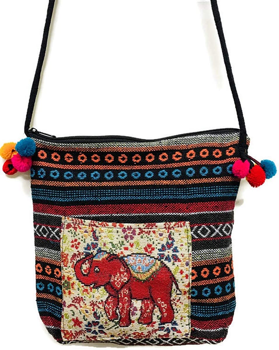 Price:$19.00 1PC Canvas Embroidery Crossbody Bag Handmade Bohemian Boho Shoulder Bag woman girl fashion gift collection Ba018  Handbags   
