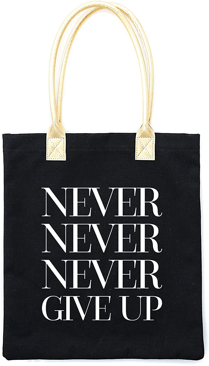Price:$12.99    Teresa Collins, Canvas Tote Bag, Travel Bags for Women, 13" x 14.5" with 9" Handle (Never Give Up)  Clothing
