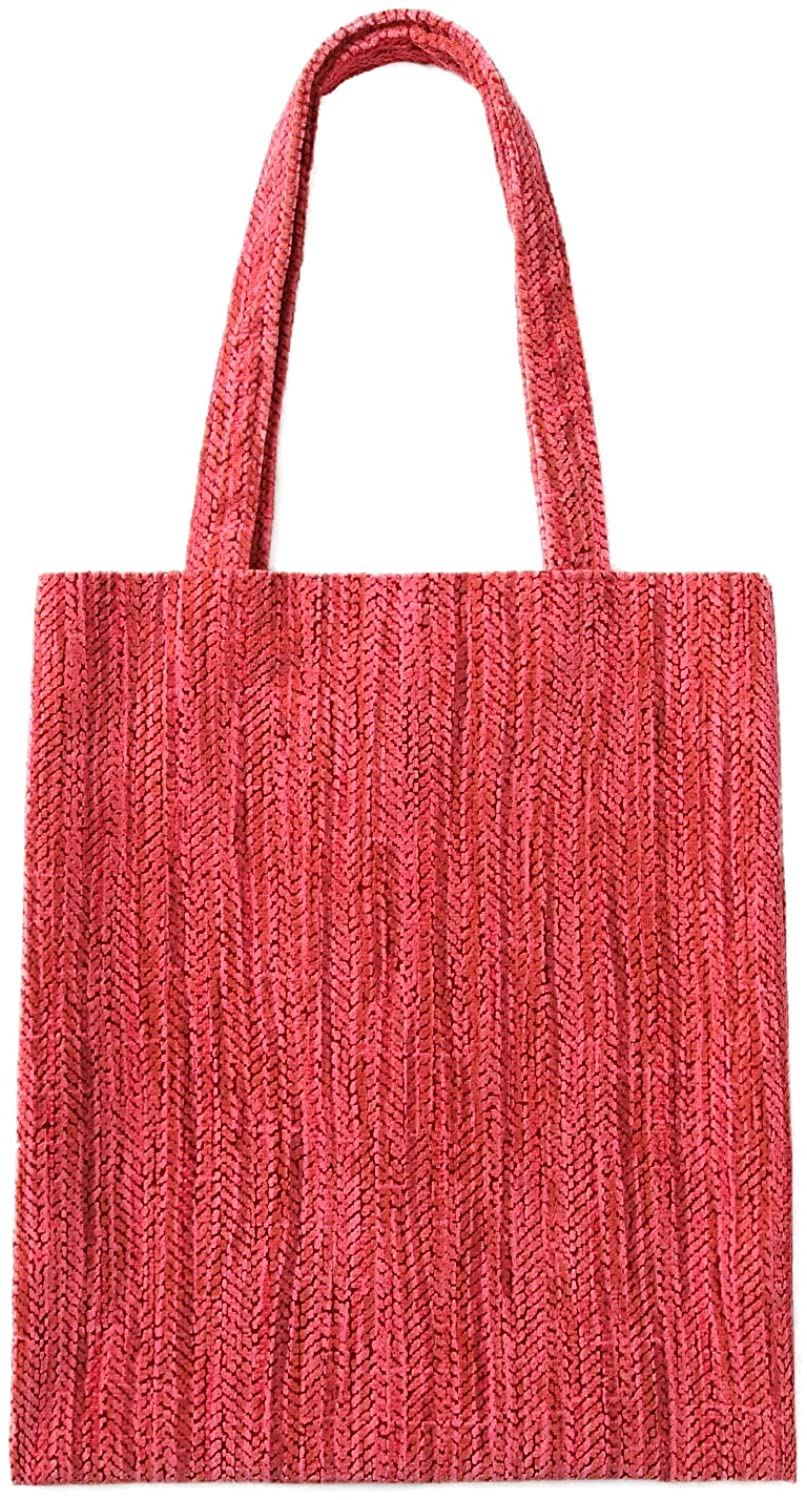 Price:$14.99 Flocking fabric tote bag, women's one - shoulder tote bag with large capacity（red diagonal plaid）  Handbags   