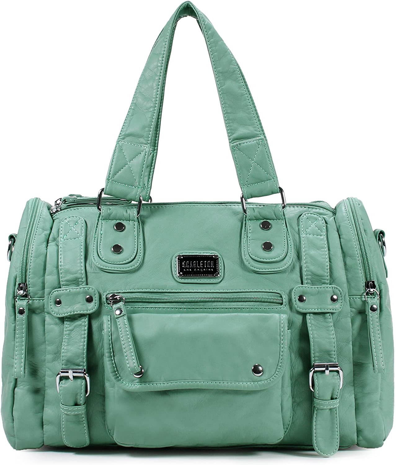 Price:$34.99    Scarleton Satchel Handbag for Women, Ultra Soft Washed Vegan Leather Crossbody Bag, Shoulder Bag, Tote Purse, Mint, H148553  Clothing