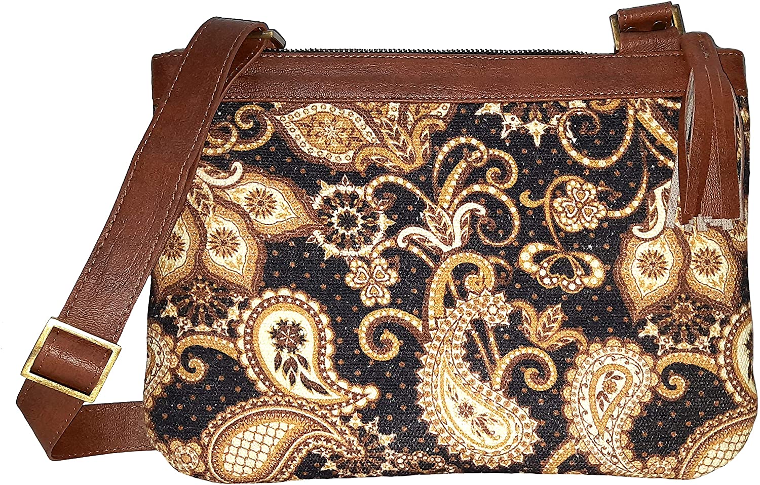 Price:$13.97    Canvas Boho Crossbody Shoulder Bag Bohemian Adjustable Straps For Schools Collages Travelling And Parties (# Design one)  Clothing