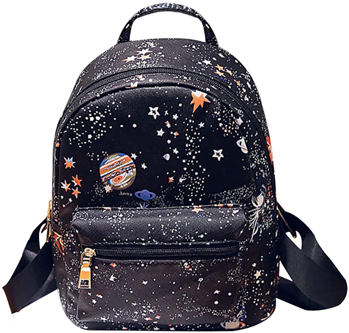 Price:$19.51    ZLMBAGUS Girls Students Backpack Small Satchel Bags Patterned Little Daypack Shoulder Bag Purse Starry  Clothing