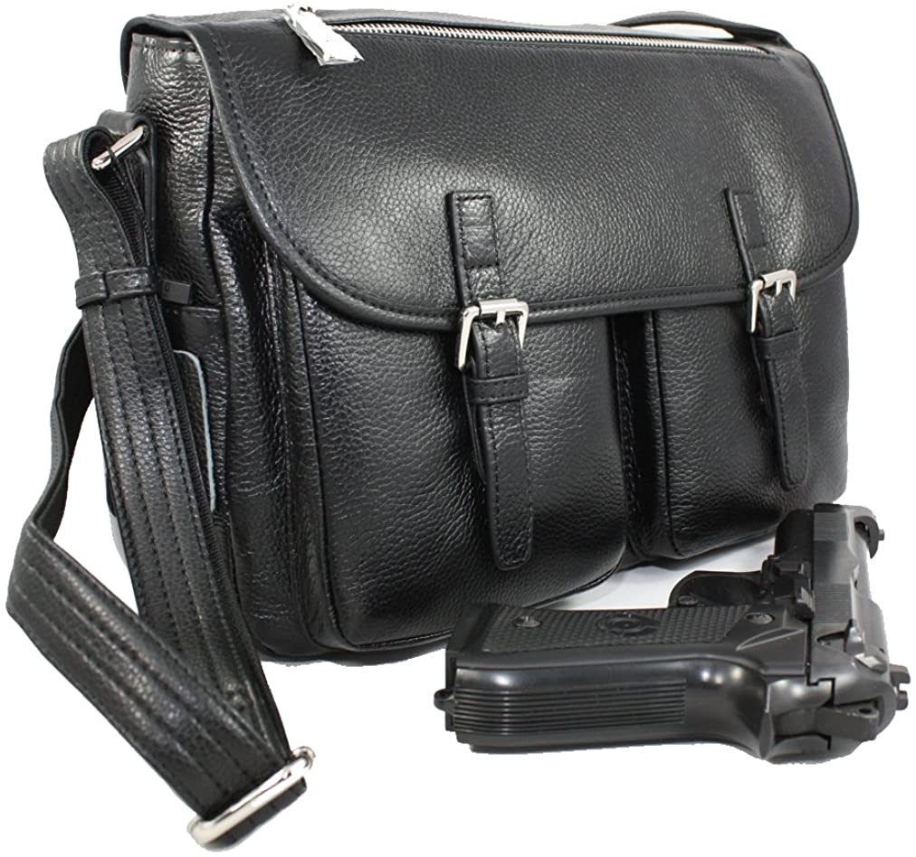 Price:$79.99    Genuine Leather Concealment Purse Vintage Style Multiple Pockets Black  Clothing