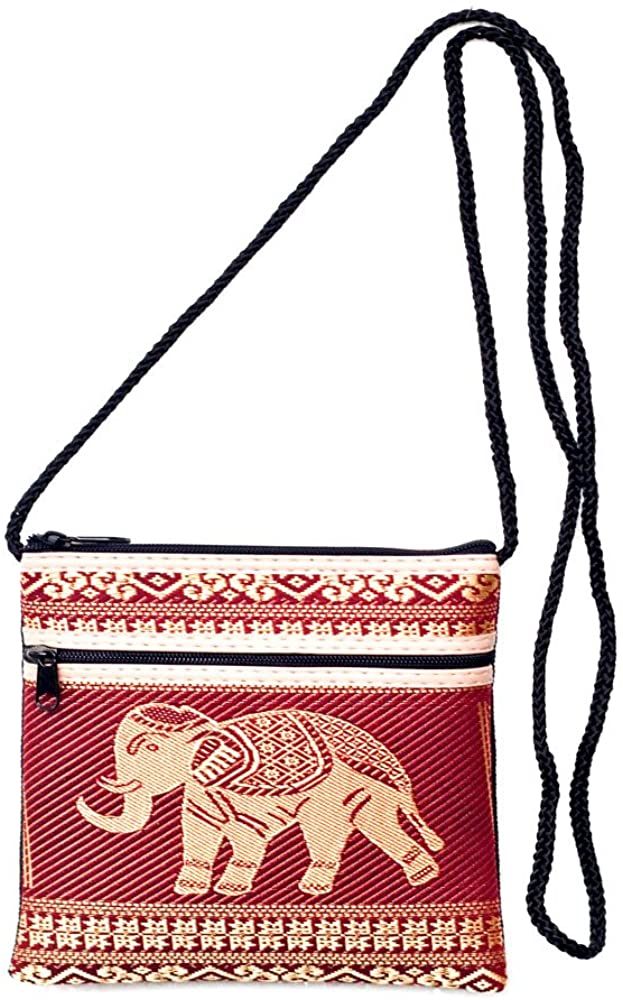 Price:$9.99 Miss BKK Hmong Bag Hill Tribal Elephant Sling Crossbody Hippie Boho Shoulder Purse CellPhone Case (Brown)  Handbags   