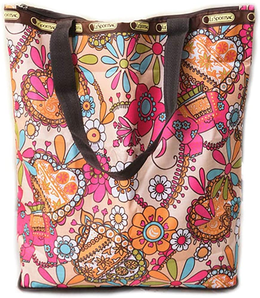 Price:$10.99 Women's Bag Canvas Waterproof Shoulder Bag Foldable Large Capacity Shopping Bag (Flower)  Handbags   
