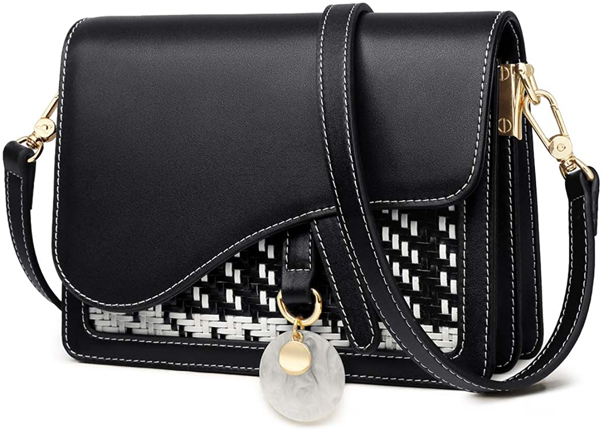 Price:$52.69 Leather Small Crossbody Bags for Women Mini Ladies Shoulder Bag Messenger Bags Girls Cell Phone Purses with Adjustable Shoulder Strap (Black)  Handbags   