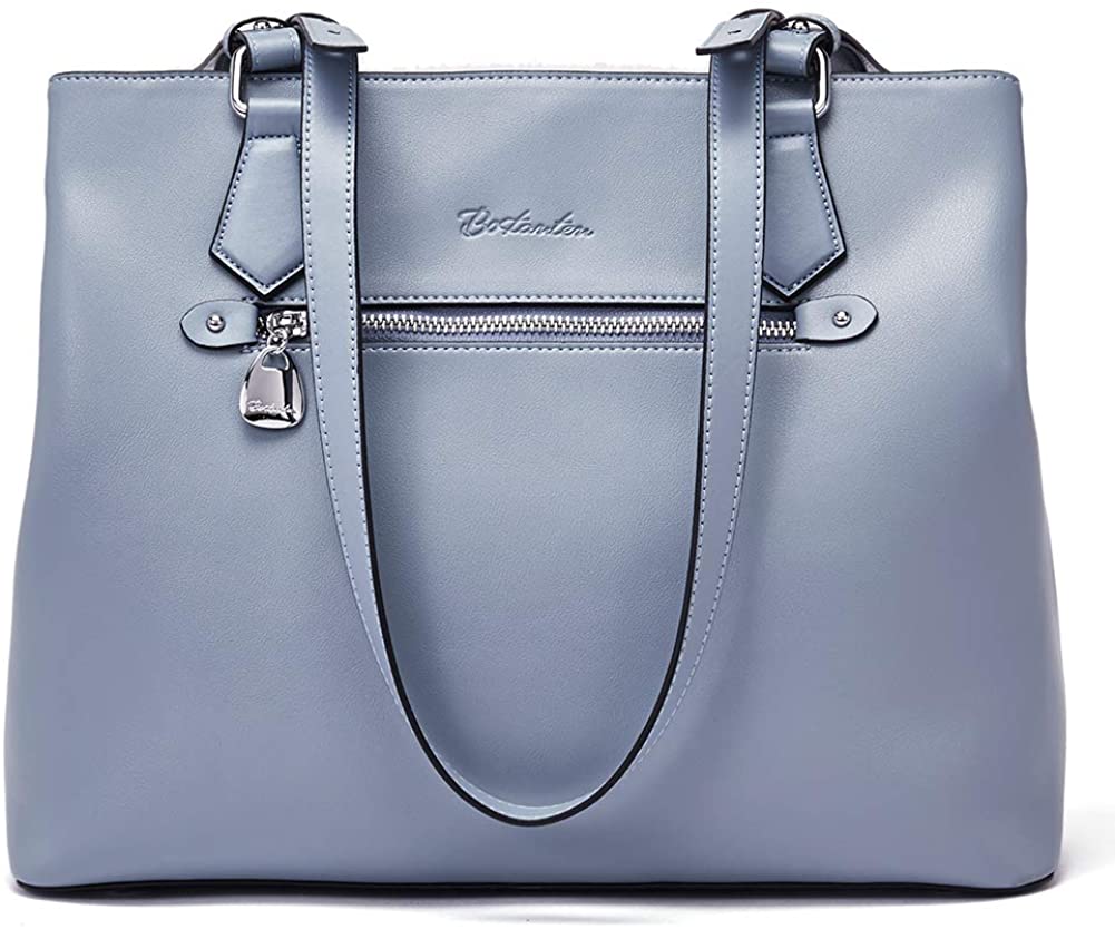 Price:$69.99 BOSTANTEN Women Handbag Genuine Leather Shoulder Bag Soft Designer Top Handle Purses Light Blue  Handbags   