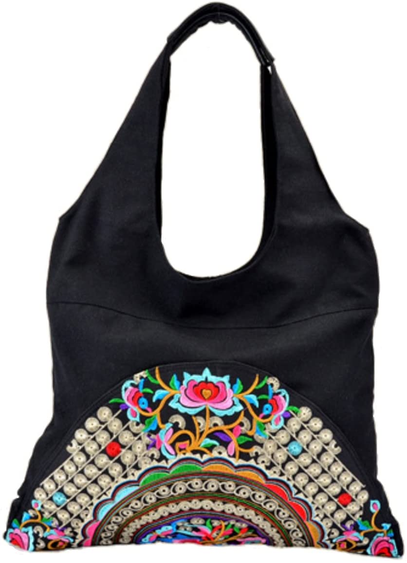 Price:$21.99    Onlineb2c Chinese Vintage Embroidered Casual Canvas Travel School College Shoulder Bag (Coin & Flowers)  Clothing