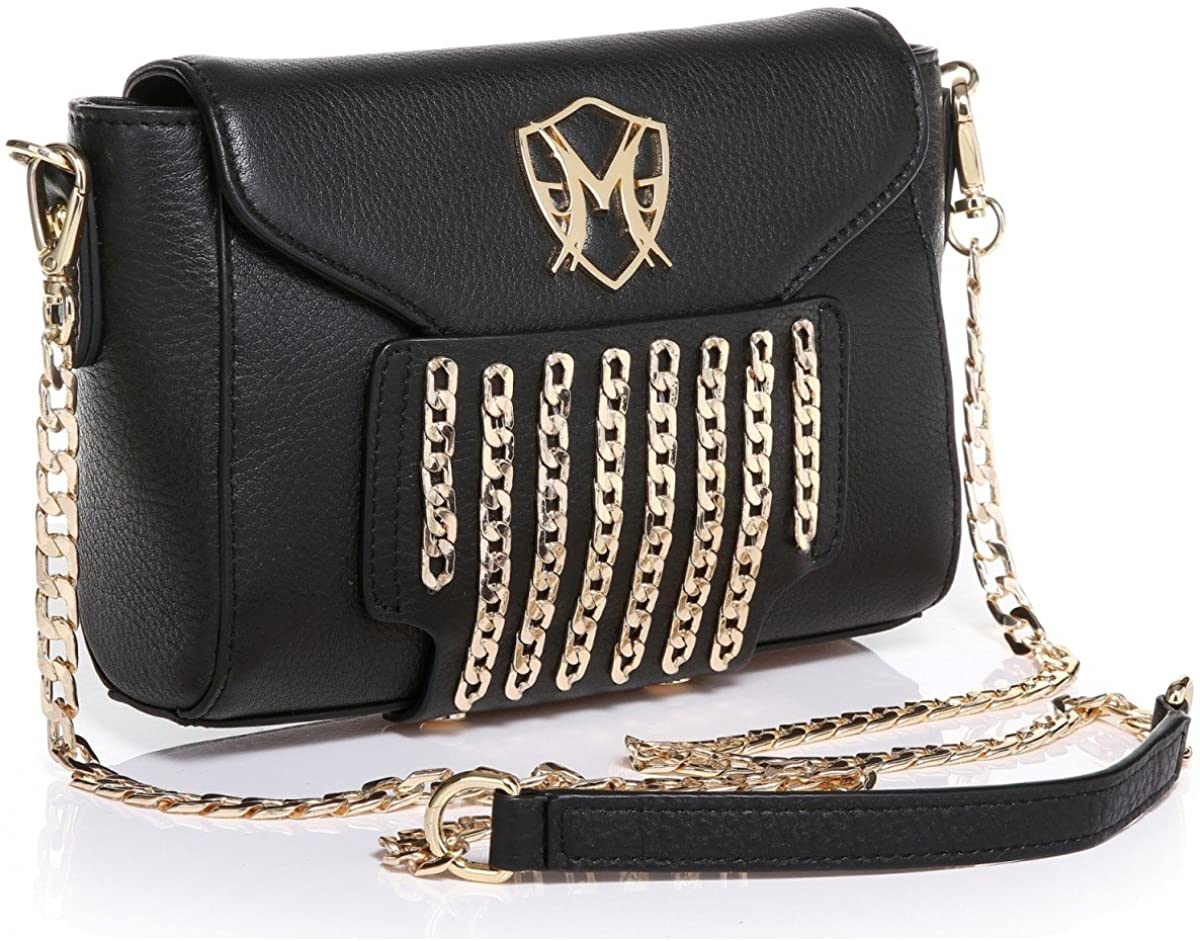 Price:$99.90 Greg Michaels Kelly Shoulder Handbag in Black Genuine Leather  Handbags   