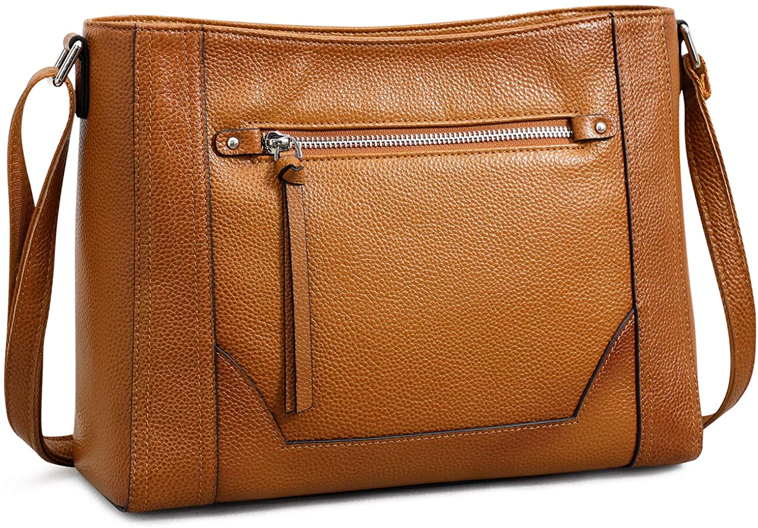 Price:$63.99 S-ZONE Women Genuine Leather Crossbody Bags Medium Cowhide Shoulder Handbag Ladies Purse  Handbags   