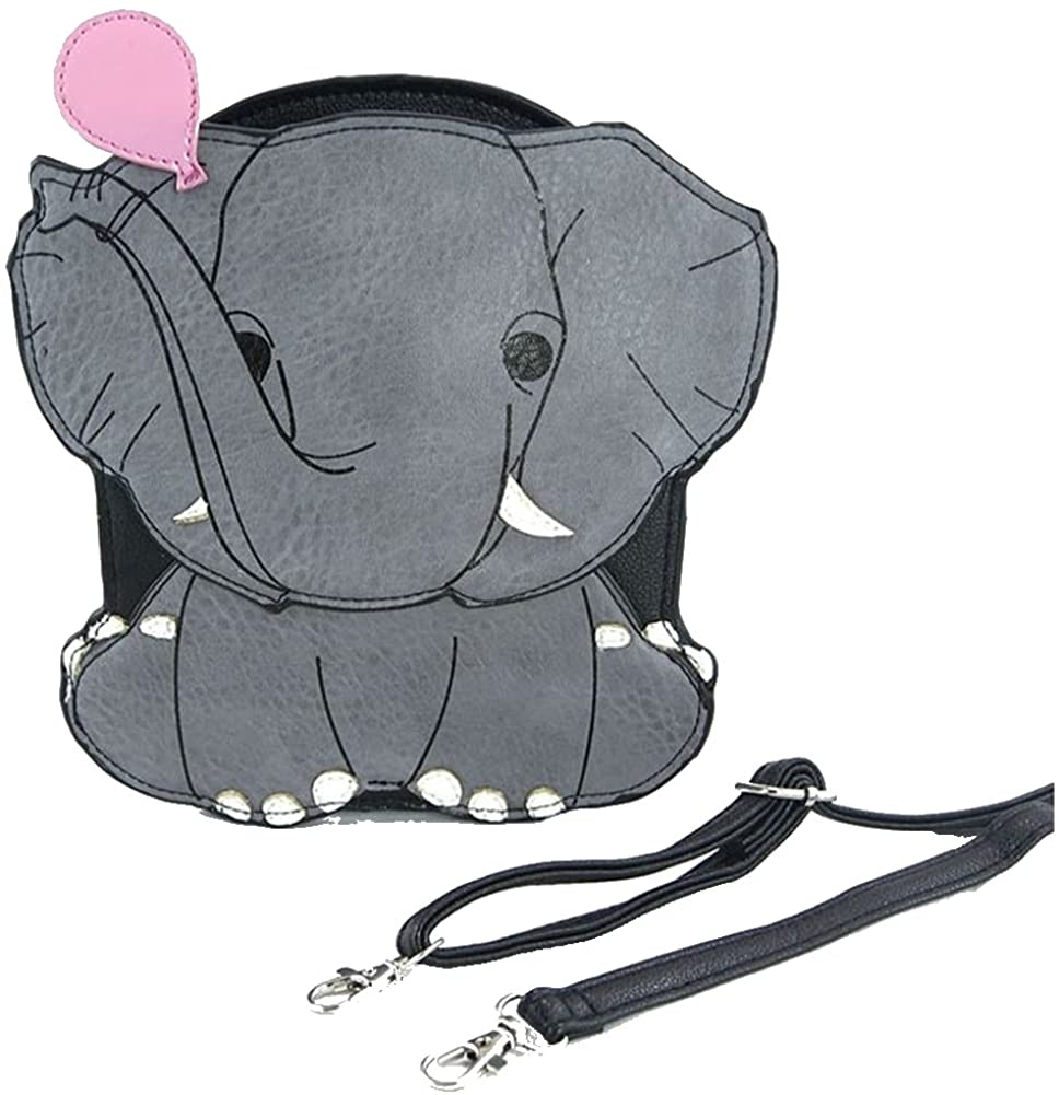 Price:$24.99 Sleepyville Critters - Elephant with a Pink Balloon Crossbody Bag in Vinyl Material  Handbags   