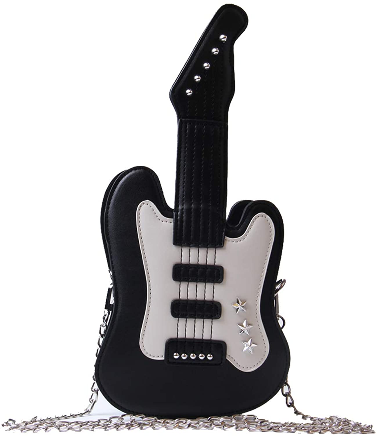 Price:$17.99    SUKUTU Women’s Guitar Shape Rivet Crossbody Bags Tote Bag Purse Zipper Closure Shoulder Bag  Clothing