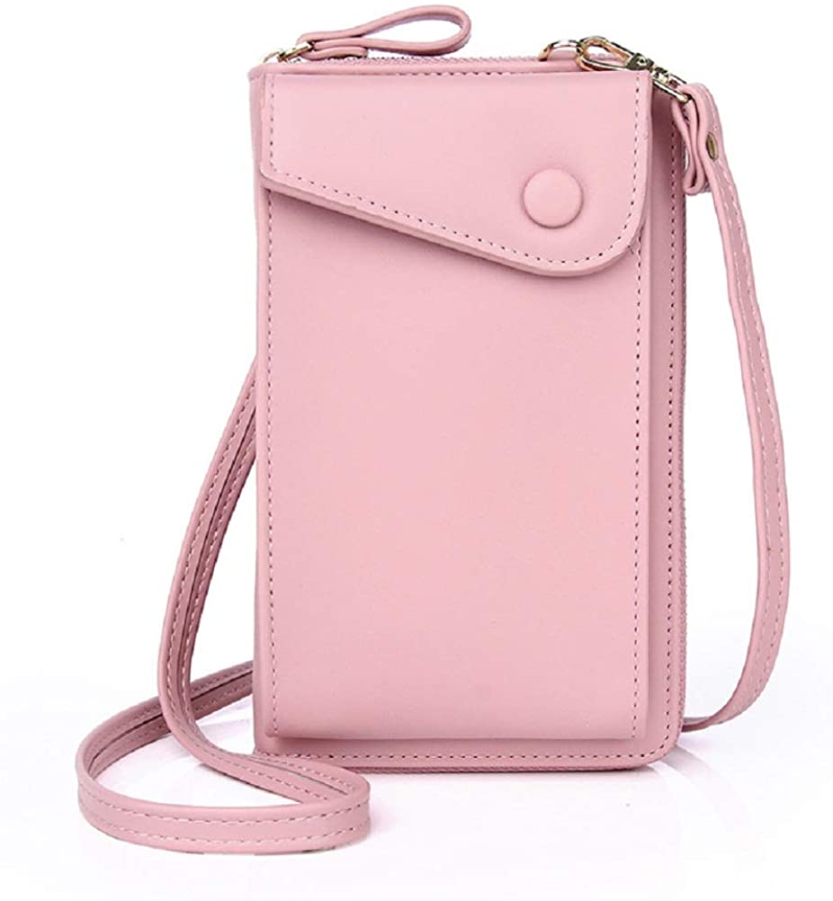 Price:$13.99 Noviko Women Small Crossbody Cell Phone Purse Wallet PU Leather Mini Shoulder Bag with Credit Card Slots (pink)  Handbags   