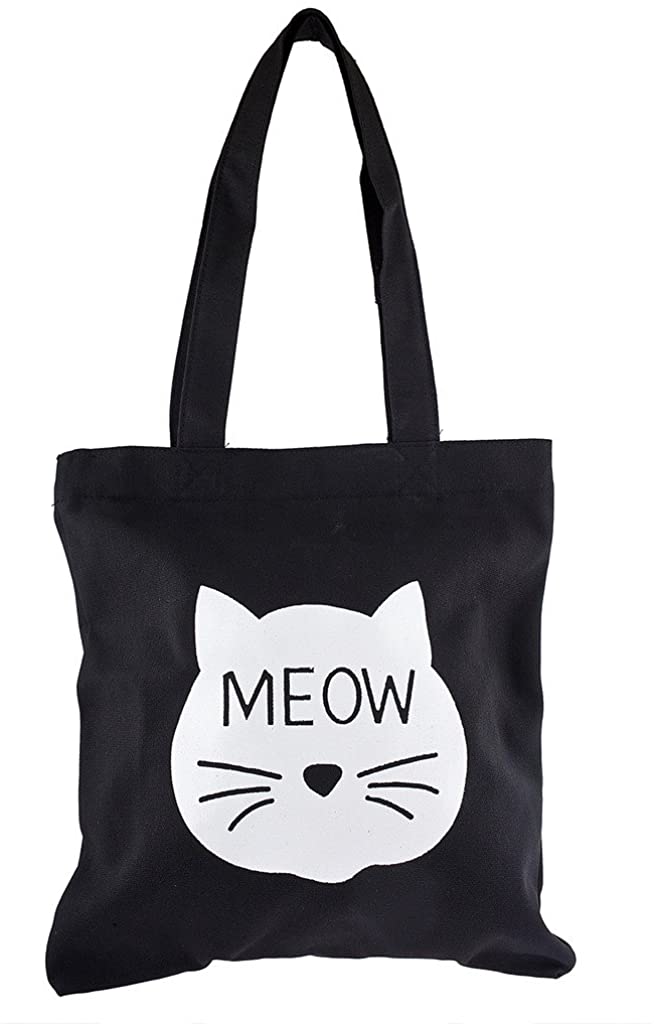 Price:$8.95    Lux Accessories Black White Kitty Cat Meow Shoulder Tote Bag  Clothing