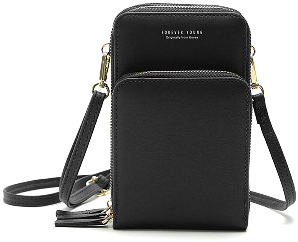 Price:$13.99 Homeanda Black PU Crossbody Phone Shoulder Bag Cellphone Card Holder (1#Black)  Handbags   