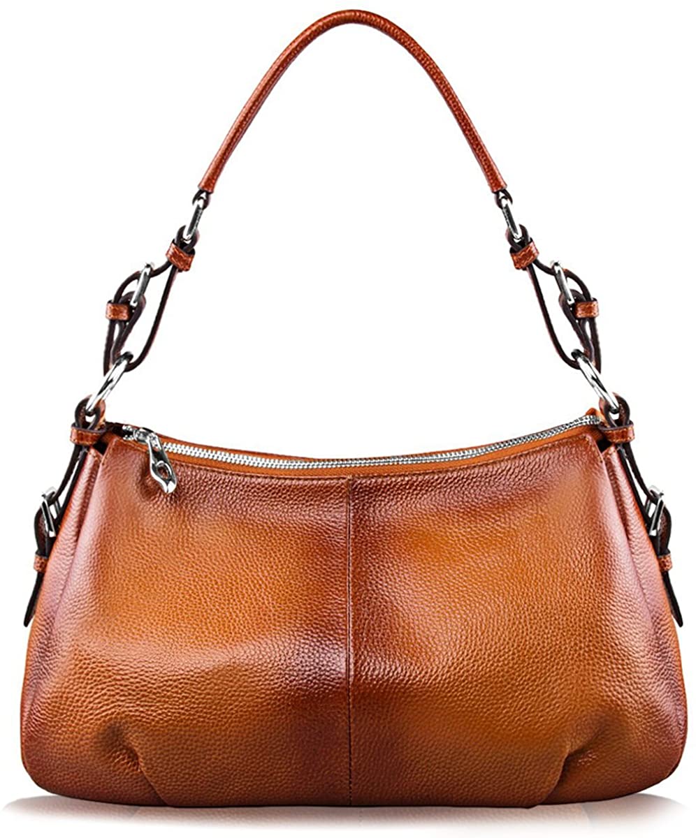Price:$59.99    S-ZONE Womens Hobo Genuine Leather Shoulder Bag Top-handle Handbag Ladies Purses  Clothing