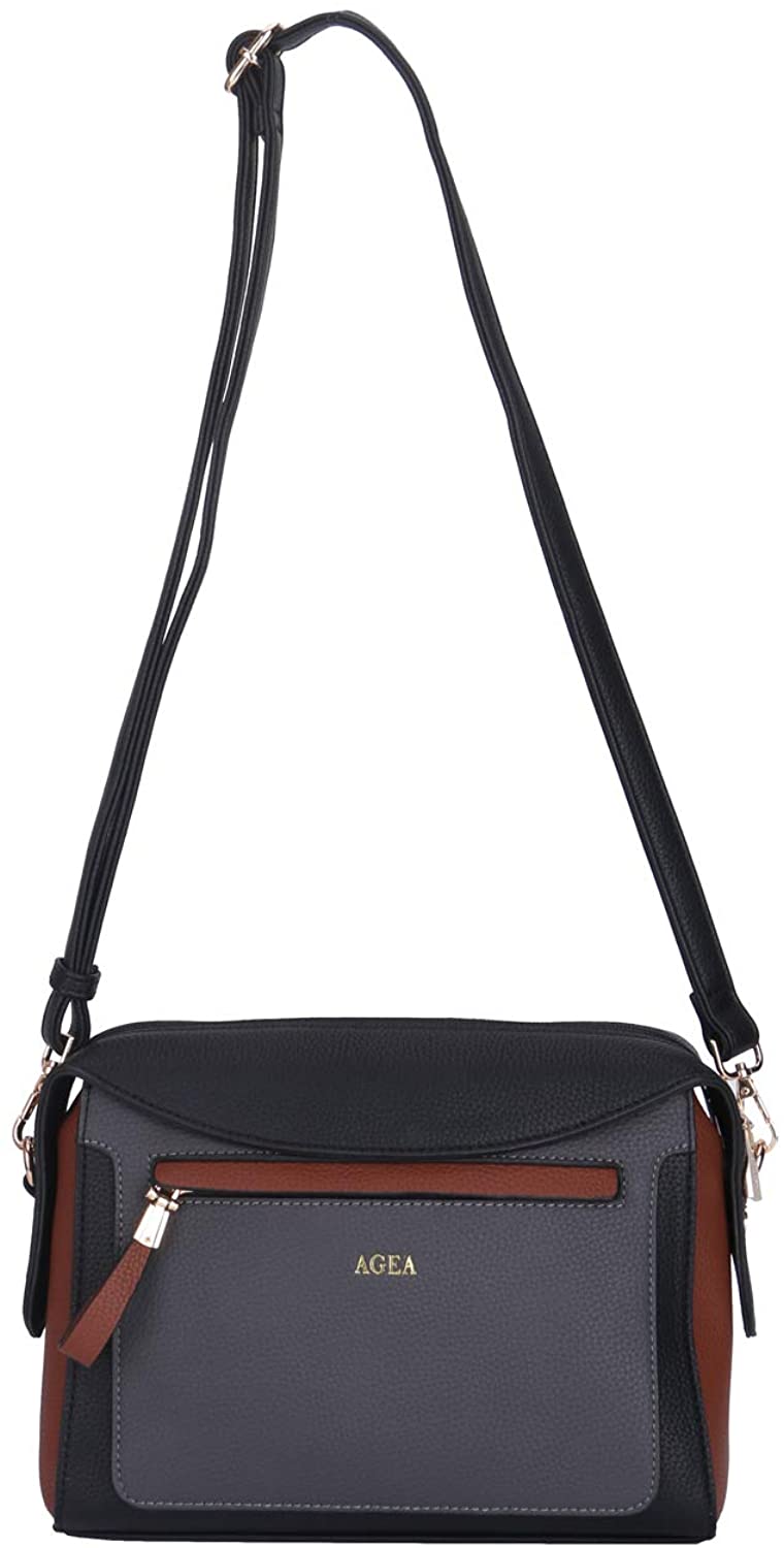 Price:$28.00 AGEA Women's Crossbody Bags Purses Multi Pockets Shoulder Bag (Black)  Handbags   