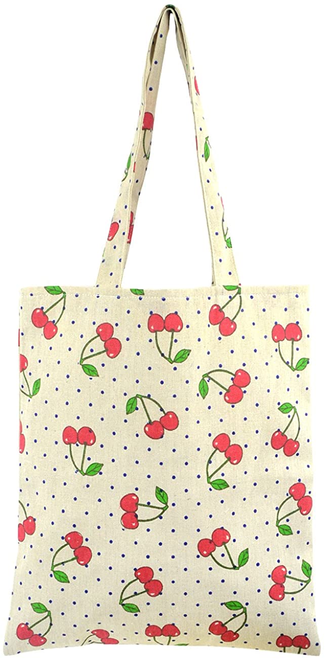 Price:$9.99    POPUCT Cute Cherry Patterns Pure Cotton Canvas Tote Bag(D)  Clothing