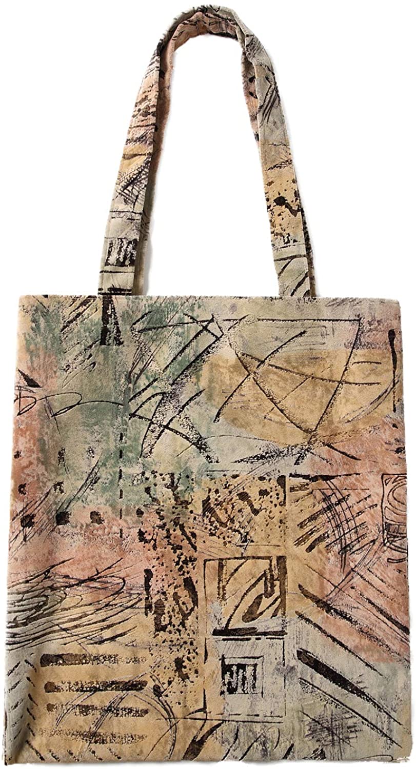 Price:$12.99 Flocking fabric tote bag, women's one - shoulder tote bag with large capacity（Golden abstract style）  Handbags   
