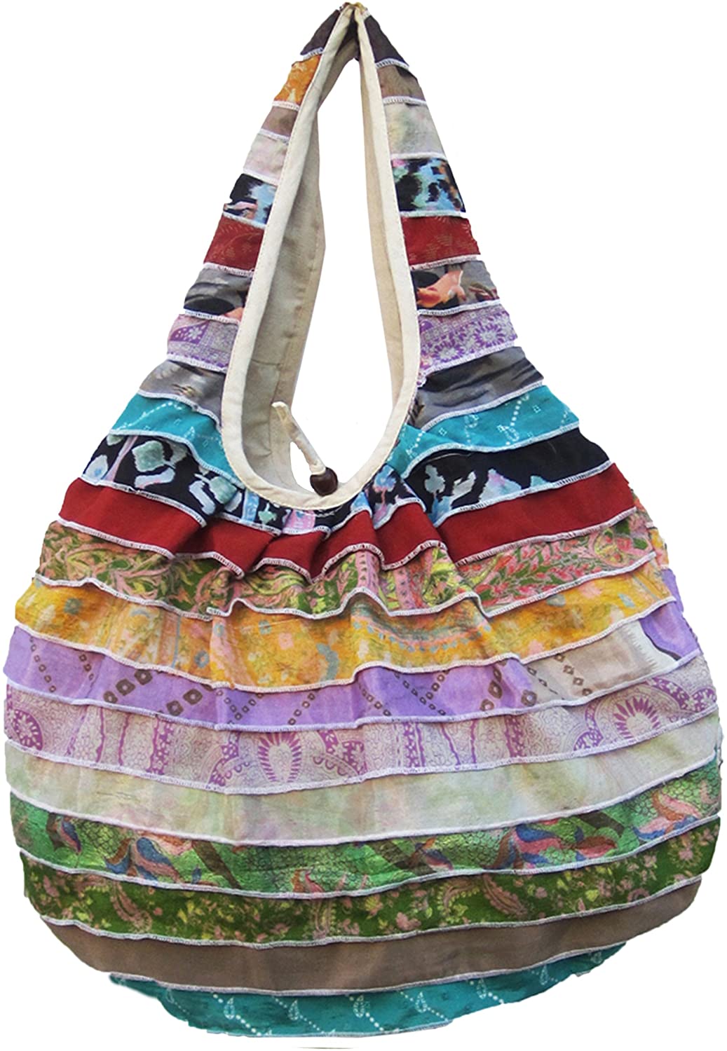 Price:$24.95    Recycled Silk Sari Purse – Round Shoulder Bag  Clothing