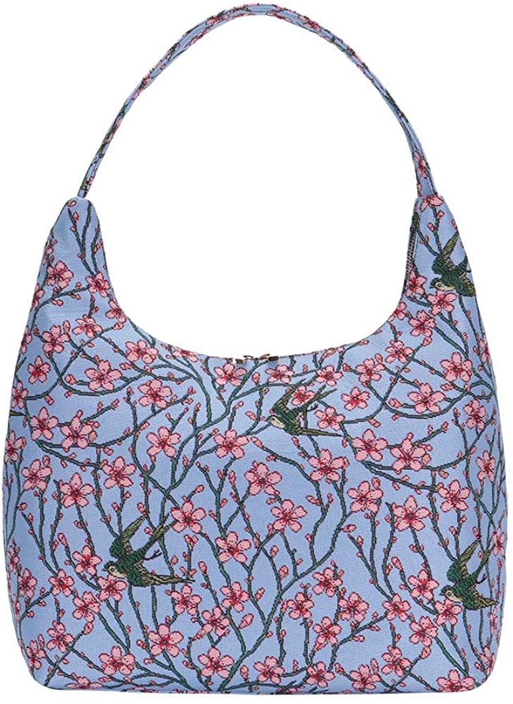 Price:$39.99    Signare Tapestry Hobo Shoulder bag slough purse for Women with Blossom and Swallow Design  Clothing