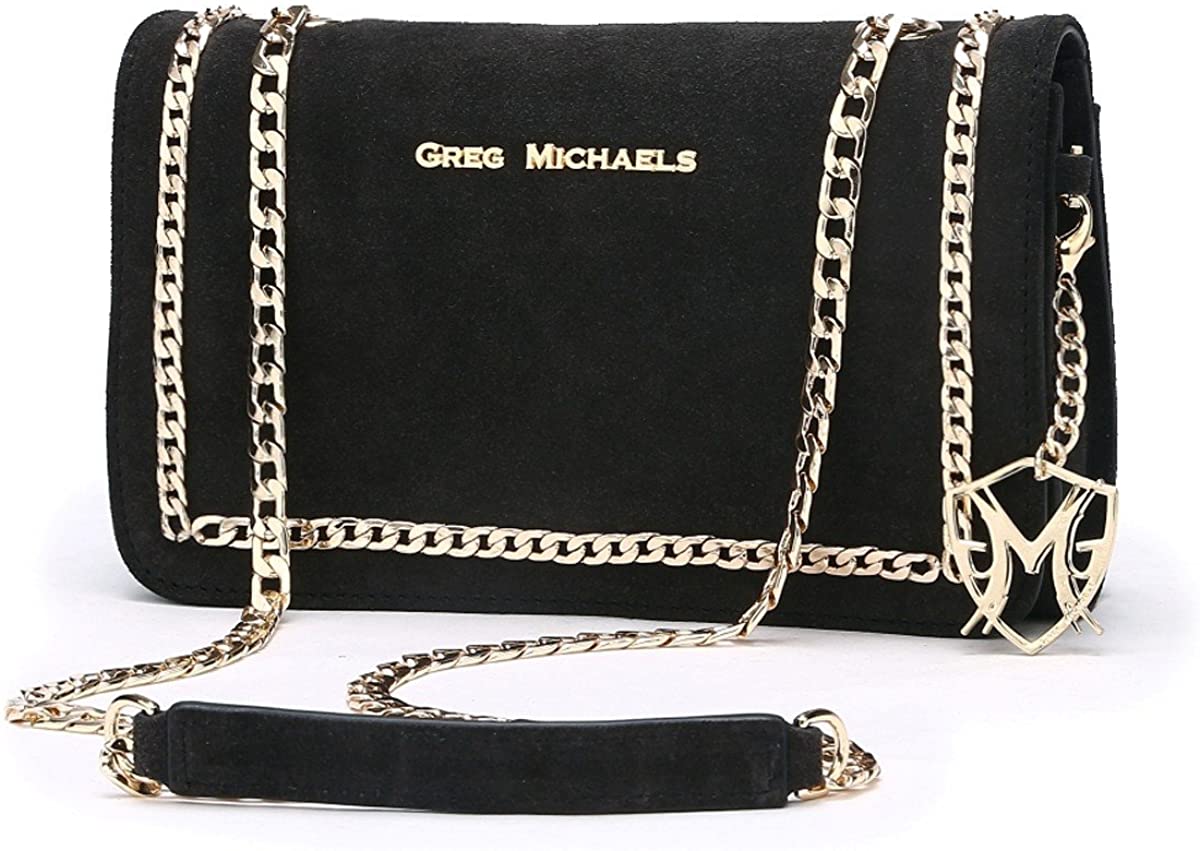 Price:$79.90 Greg Michaels Natasha Genuine Suede Shoulder Handbag Purse in Dark Gray  Handbags   