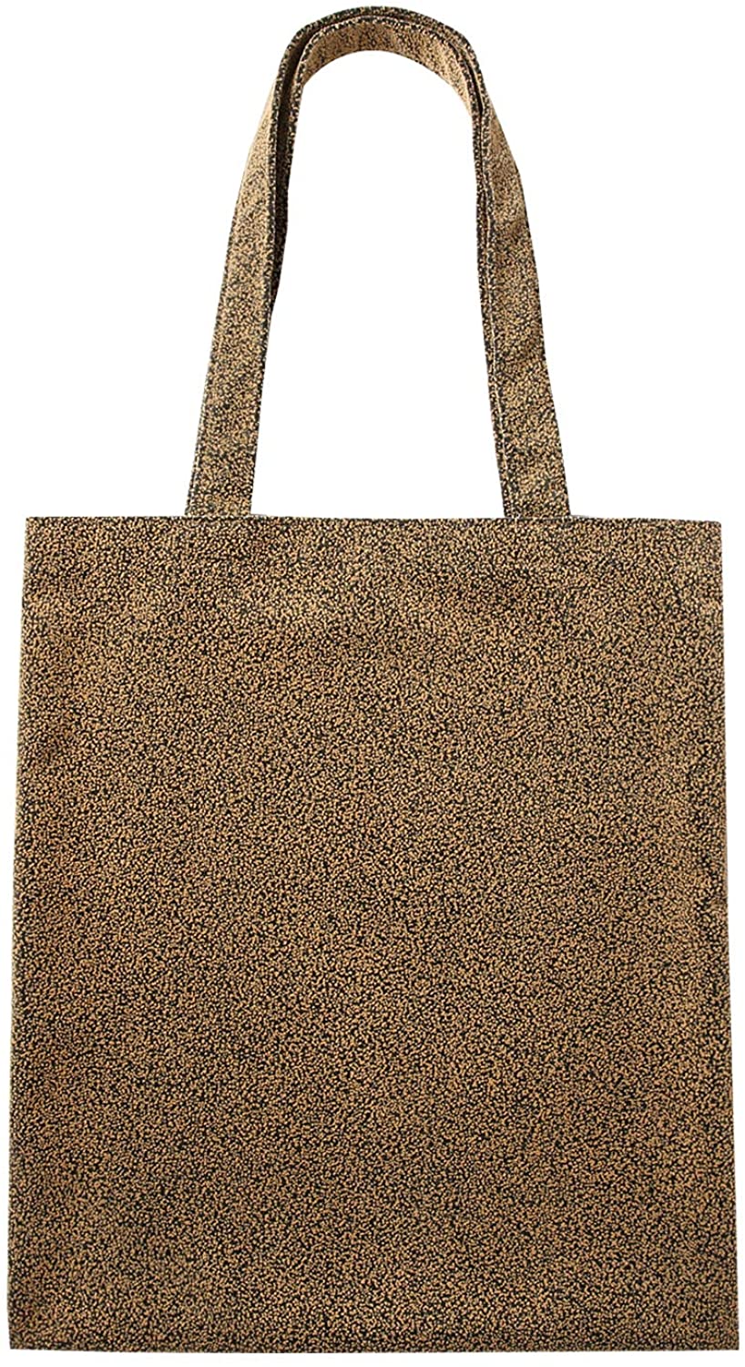 Price:$12.99 Flocking fabric tote bag, women's one - shoulder tote bag with large capacity（Golden speck）  Handbags   