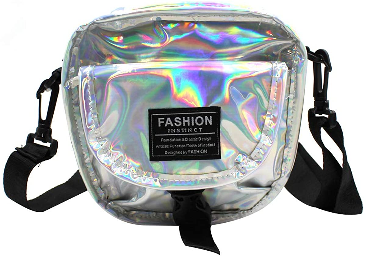 Price:$10.58 Mossty Women Men Holographic Shoulder Bag Laser Crossbody Bag Chest Purse Waterproof Sport Messager Bags Removable Strap  Handbags   